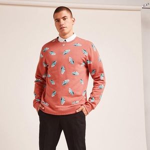 Dusty pink Cadillac print crew neck